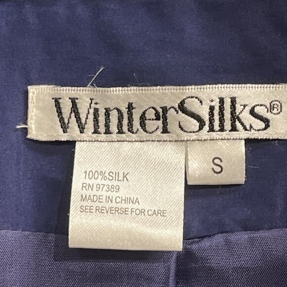 Wintersilks Blazer Womens S Purple Blue Silk One Button Jacket Lightweight - Picture 3 of 6